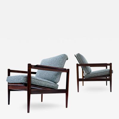 Borge Jensen Pair of Mid Century Danish Modern Rosewood Lounge Chairs by Borge Jensen in Gray