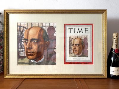 Boris Chaliapin Indias Nehruand Gandhi Time Magazine Cover Original Art Signed