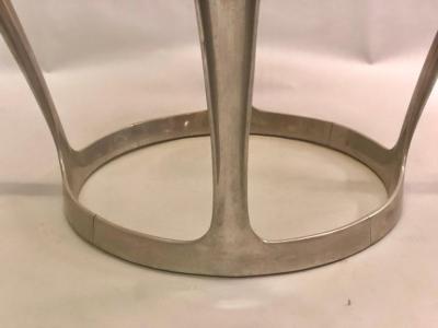 Boris Tabacoff French Midcentury Round Aluminum and Glass Center Dining Table by Boris Tabacoff