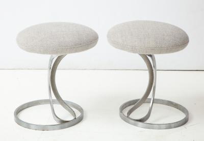 Boris Tabacoff Upholstered Metal Stools by Boris Tabacoff