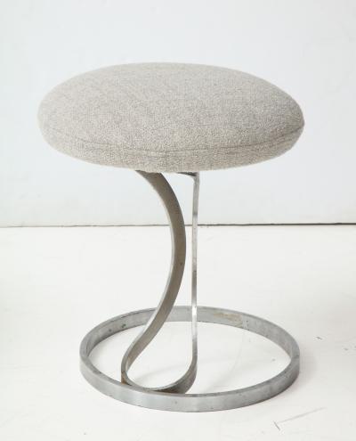 Boris Tabacoff Upholstered Metal Stools by Boris Tabacoff