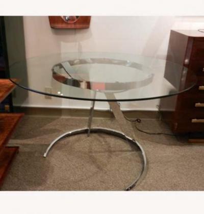 Boris Tabakoff A Round Breakfast or Center Table in Glass and Chromed Steel by Boris Tabakoff