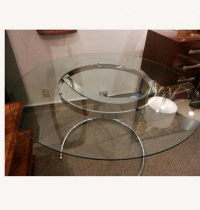Boris Tabakoff A Round Breakfast or Center Table in Glass and Chromed Steel by Boris Tabakoff