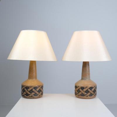 Bornholmsk Ceramic Pair of Large Stoneware Ceramic Table Lamps S holm Bornholm Denmark 1960 70s