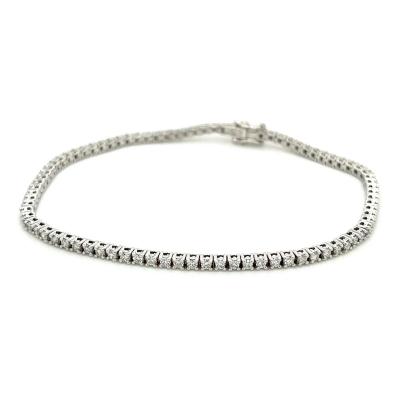 Box Chain Natural Diamond Tennis Bracelet in 18k white gold