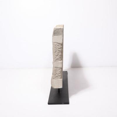 Bradford Graves Modernist Limestone Sculpture on Iron Base entitled Flood by Bradford Graves