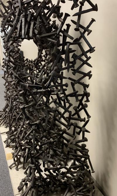 Bradley Foster Massive Garden Modernist Nebula Sculptures By Bradley Foster Railroad Tie welded