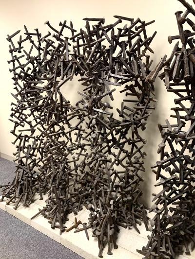 Bradley Foster Massive Garden Modernist Nebula Sculptures By Bradley Foster Railroad Tie welded