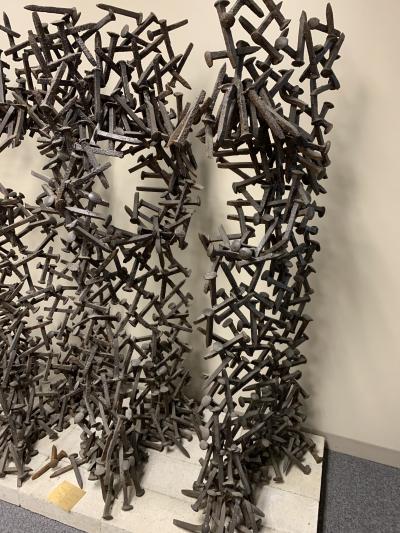 Bradley Foster Massive Garden Modernist Nebula Sculptures By Bradley Foster Railroad Tie welded