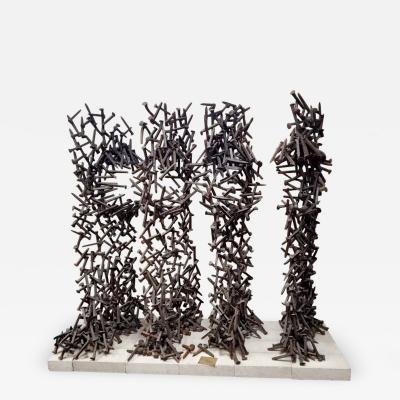 Bradley Foster Massive Garden Modernist Nebula Sculptures By Bradley Foster Railroad Tie welded