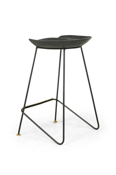 Braga Contemporary Modern Ebonized Wood and Polished Bronze Stools