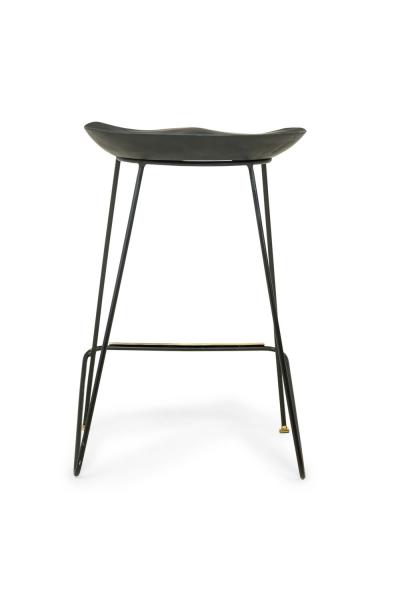 Braga Contemporary Modern Ebonized Wood and Polished Bronze Stools