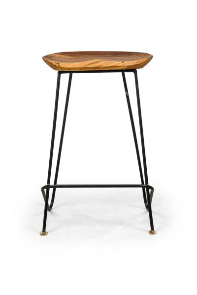 Braga Contemporary Modern Natural Wood and Bronze Stools