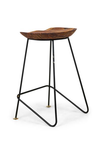 Braga Contemporary Modern Natural Wood and Bronze Stools