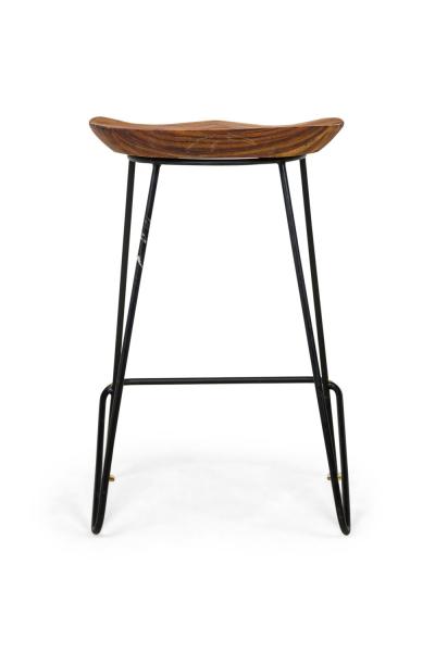 Braga Contemporary Modern Natural Wood and Bronze Stools