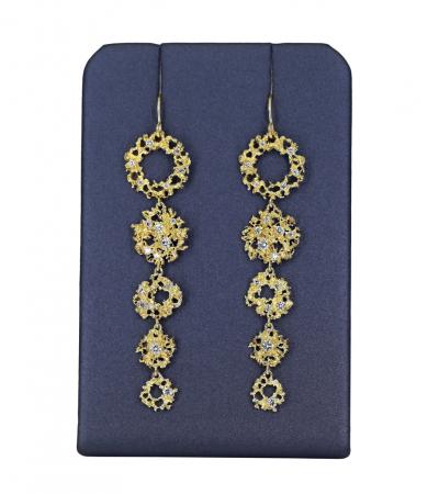 Branch Diamond Galaxy Yellow Gold Dangle Drop Earrings