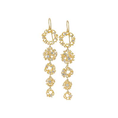 Branch Diamond Galaxy Yellow Gold Dangle Drop Earrings