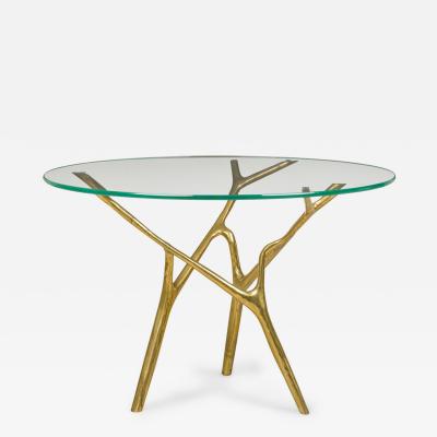 Branco Polished Bronze and Glass Circular Branch Form Dining Table by Newel Mo