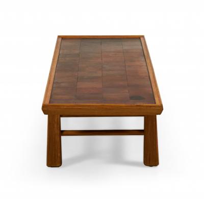 Brandt Ranch Rustic Oak and Leather Patchwork Coffee Cocktail Table