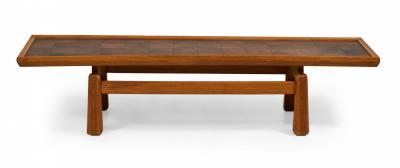 Brandt Ranch Rustic Oak and Leather Patchwork Coffee Cocktail Table