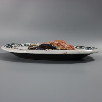 Brard French Palissy Majolica Platter with Fish and Crabs