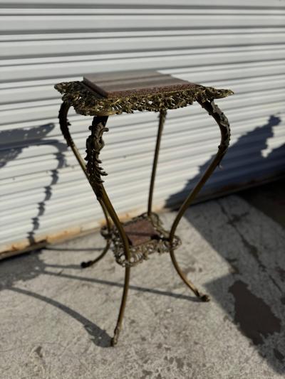 Brass 2 Tiered Granite Top Plant Stand