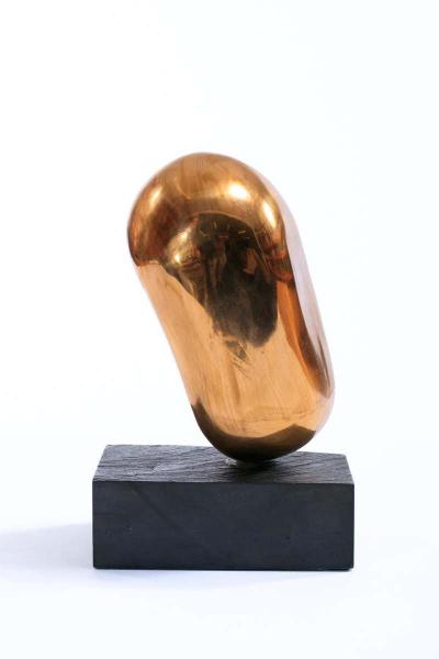 Brass Abstract Head Table Top Sculpture Signed Levin
