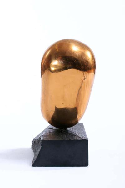 Brass Abstract Head Table Top Sculpture Signed Levin