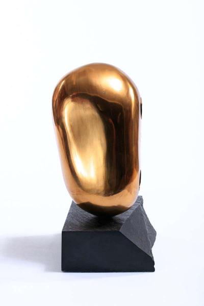 Brass Abstract Head Table Top Sculpture Signed Levin