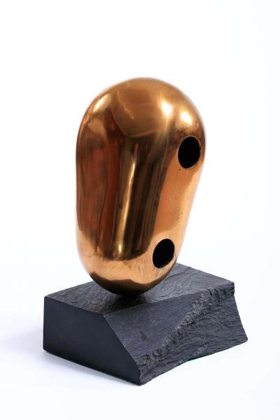 Brass Abstract Head Table Top Sculpture Signed Levin