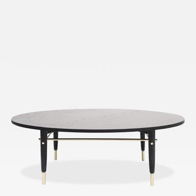 Brass Accented Coffee Table in Black Ceruse C 1950s