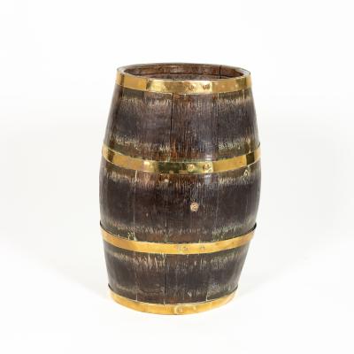 Brass Bound Oak Stick Barrel English Circa 1890