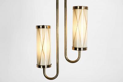 Brass Ceiling Lamp with Decorative Cylindrical Glass Shades Europe ca 1950s