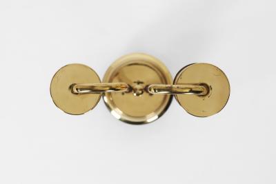 Brass Ceiling Lamp with Decorative Cylindrical Glass Shades Europe ca 1950s