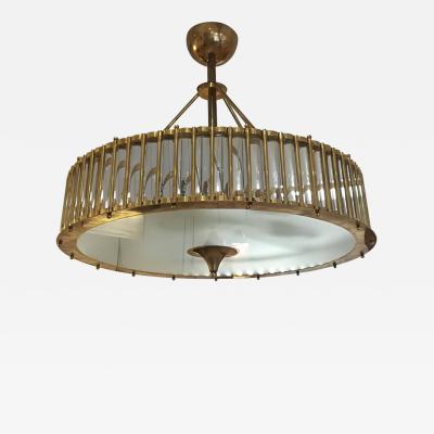 Brass Chandelier with Crystal Inserts