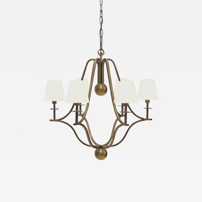 Brass Chandelier with Large Brass Ball Details