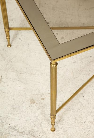 Brass Cocktail Table Smoked Glass Top on Stretchers Base