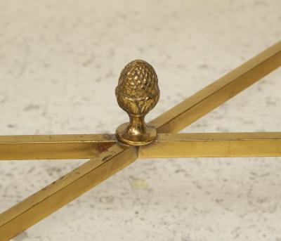 Brass Cocktail Table Smoked Glass Top on Stretchers Base