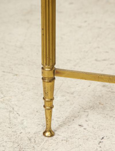 Brass Cocktail Table Smoked Glass Top on Stretchers Base