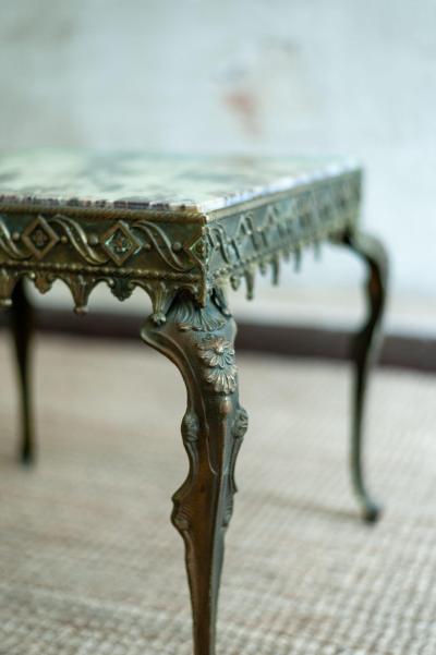 Brass Coffee Table with Marble Top 1950s