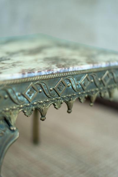 Brass Coffee Table with Marble Top 1950s