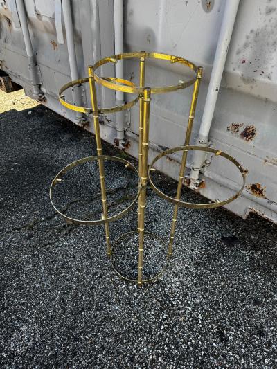 Brass Faux Bamboo Adjustable 4 Shelf Plant Stand