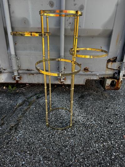 Brass Faux Bamboo Adjustable 4 Shelf Plant Stand