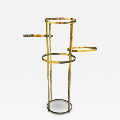 Brass Faux Bamboo Adjustable 4 Shelf Plant Stand