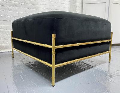 Brass Faux Bamboo Ottoman