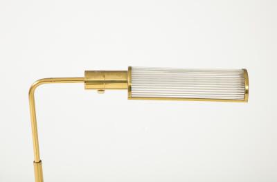 Brass Floor Lamp with Glass Shade and Glass Shelf