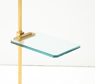Brass Floor Lamp with Glass Shade and Glass Shelf