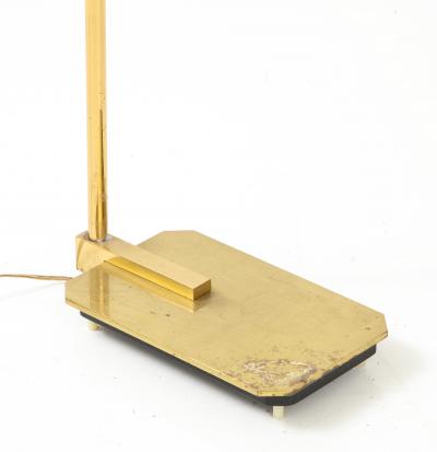 Brass Floor Lamp with Glass Shade and Glass Shelf