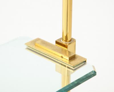 Brass Floor Lamp with Glass Shade and Glass Shelf