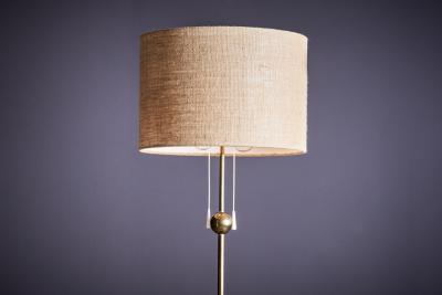 Brass Floor Lamp with Round Brass Base